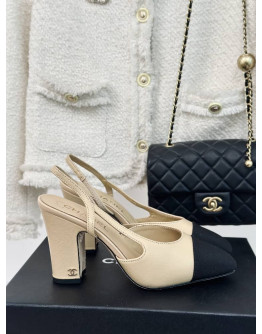 Chanel Pointed Toe Sandals With Chunky Heels