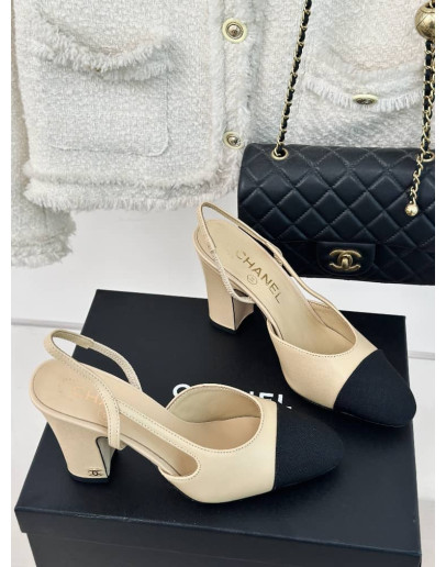 Chanel Pointed Toe Sandals With Chunky Heels