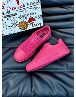 Dolce & Gabbana Pink Leather Sneakers Shoes