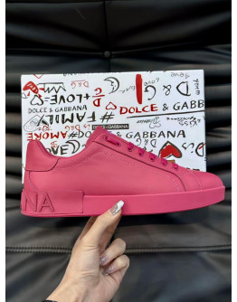 Dolce & Gabbana Pink Leather Sneakers Shoes