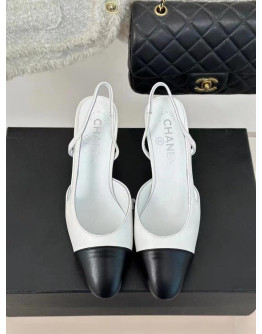 Chanel Pointed Toe Sandals With Chunky Heels