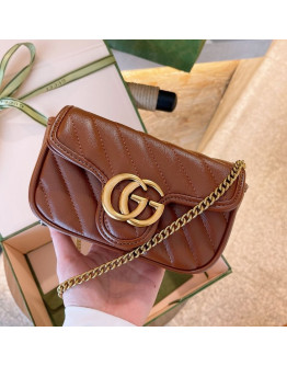 Super mini synthetic leather bag with Gucci chain