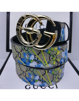 Cinturon Doble G Con Motivo Floral Gucci