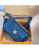 Shoulder bag with a gold buckle synthetic leather and cotton Louis Vuitton