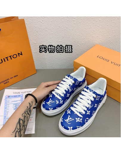 Louis Vuitton Sneakers shoes Blue Color Genuine Leather Women