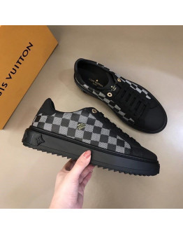 Louis Vuitton Black Damier Genuine Leather Sneakers for Men