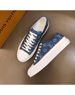 Louis Vuitton Blue Monogram Genuine Leather Sneakers for Men