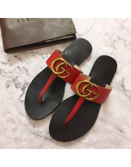 Gucci Flip Flops In Genuine Leather For Women