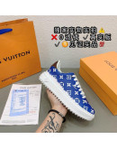 Louis Vuitton Sneakers shoes Blue Color Genuine Leather Women