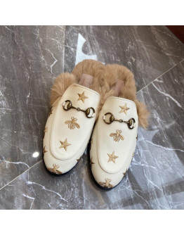 Gucci White Shoes With Bees And Star For Women