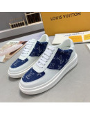 Sports shoes Louis Vuitton Leather Monogram Blue Real Women