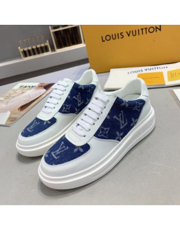 Sports shoes Louis Vuitton Leather Monogram Blue Real Women