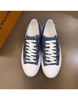 Louis Vuitton Blue Monogram Genuine Leather Sneakers for Men