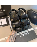 Unicolor synthetic leather sandals with Chanel reason