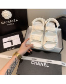 Unicolor synthetic leather sandals with Chanel reason