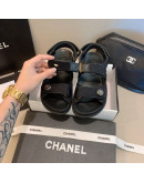 Unicolor synthetic leather sandals with Chanel reason