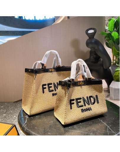 Synthetic leather handbag with fendi flap effect