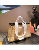 Synthetic leather handbag with fendi flap effect