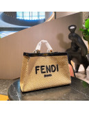 Synthetic leather handbag with fendi flap effect