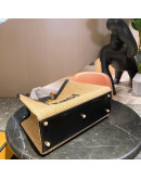 Synthetic leather handbag with fendi flap effect