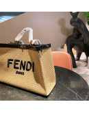 Synthetic leather handbag with fendi flap effect