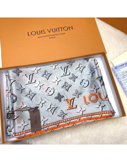 Bufanda Clasica Con Motivo En Seda Louis Vuitton