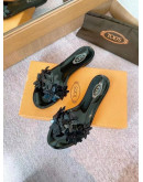 Eye-catching synthetic leather and rubber sandals with flowers TODS