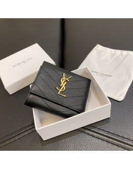 Padded synthetic leather wallet with Yves Saint Laurent Logo