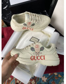 Synthetic leather sports shoes and thick sole rubber with Gucci print