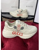 Synthetic leather sports shoes and thick sole rubber with Gucci print