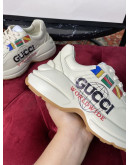 Synthetic leather sports shoes and thick sole rubber with Gucci print