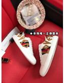 Synthetic leather sports shoes with Gucci prints