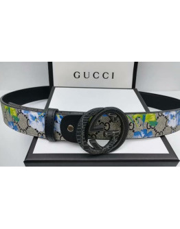 Cinturon Doble G Casual Con Motivo Floral Gucci