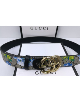 Cinturon Doble G Con Motivo Floral Gucci