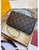 Luxury shoulder bag with Louis Vuitton chain