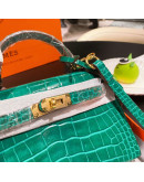 Shoulder bag with handles with crocodile skin effect hermes