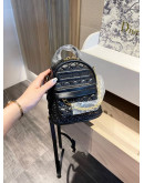 Backpack with front pocket in geometric pattern with dior chain